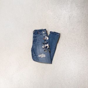 embroidered high rise jeans